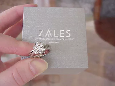 $1439.99 • Buy Genuine Diamond Engagement/Wedding Ring Set Zales 14k White Gold Band 1ctw 