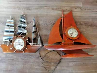 Two Vintage Sessions Mastercrafters Nautical Sailboat Electric Clocks One Works • $50