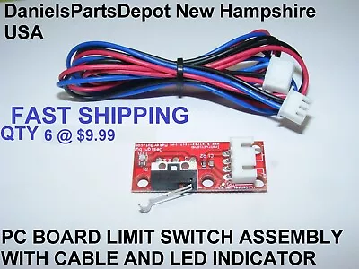 X6  Limit MICRO Switch MECHANICAL End Stop PC BOARD ASSEMBLY CABLE LED INDICATOR • $9.99