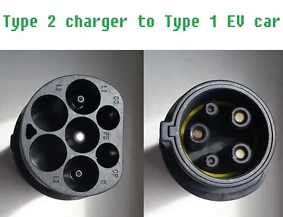 Type2 To Type1 Adapter Cable EV BEV PHEV Hybrid Car Plug For Charging Station UK • £35
