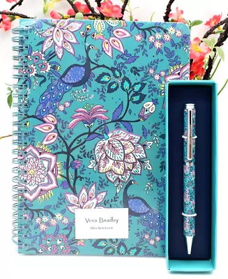 Vera Bradley Mini Notebook With Pocket & Ballpoint Pen Peacock Garden • $34