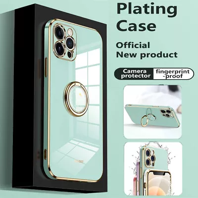 $6.95 • Buy Case For IPhone 14 13 12 11 Pro Max XS XR 8 Plating Ring Holder Soft Phone Cover