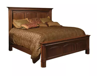 Amish Traditional Panel Bed High Back Solid Wood King Queen Full • $7299