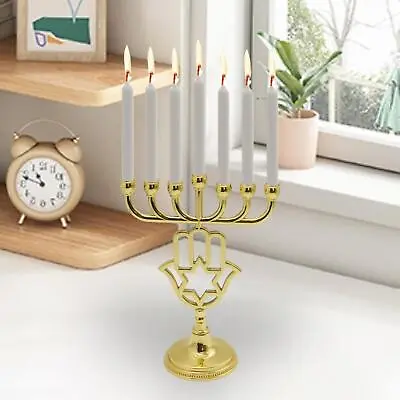 Hanukkah Menorah Ornament 7 Branches Candle Holder For • £14.05