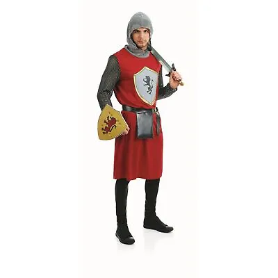 Mens Red Knight Costume M-XL Adult Historical Medieval Crusader Halloween • $38.95