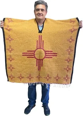 Mexican Poncho  New Mexico   One Size  Gaban   Yellow   New Mexico State • $38
