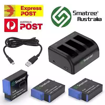 Smatree Battery And Dual/Triple USB Charger Kit For GoPro HERO 3 4 5 6 7 8 9 10 • $59.95