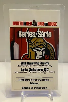 2013 Stanley Cup Playoffs Media Press Pass Penguins Senators Pittsburgh Gazette • $14.99