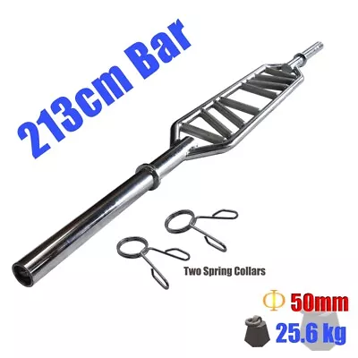 Olympic Barbell - Swiss Bar - 213cm - 7 Feet - 25.6kg -  2 Free Spring Collars  • $249.95