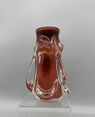 Vintage Dominic Labino Rous Red Crystal Overlay Scuptured Vase Signed C1978 • $375