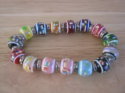 Vintage Multicolor Confetti Bead Stretch Bracelet • $9.90