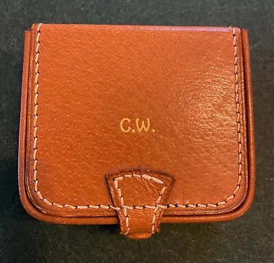 Vintage Mark Cross Leather Small Jewelry Box Monogrammed C.W. • $50