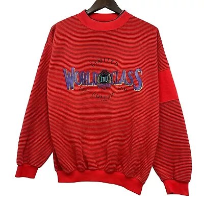 I.O.U. Mens Sweatshirt Vtg 1990 Limited Edition World Class Red Striped Sz L Euc • $32.93