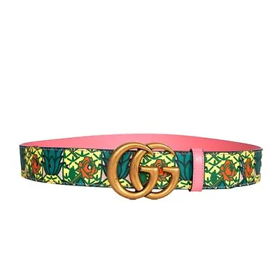 90/36 NEW $595 GUCCI Pineapple Double G Gold MARMONT GG LOGO BUCKLE Unisex Belt • $395