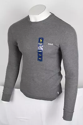 Polo Ralph Lauren Men's Waffle Knit Crewneck Sleep Shirt Long Sleeve Small Gray • $31.44