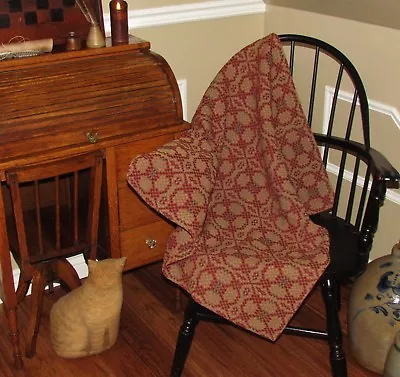 $24.95 • Buy Prim Antique Vtg Style Red Cotton Charleston Woven 32  COVERLET Square AQ78SS