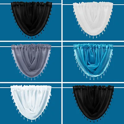 £7.99 • Buy Crystal Beaded Voile Swags All Colours-Net Curtains Voile Swag Valance Pelmet