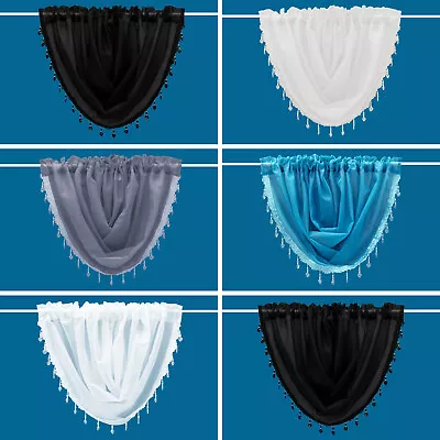 £7.99 • Buy Crystal Beaded Voile Swags All Colours-Net Curtains Voile Swag Valance Pelmet