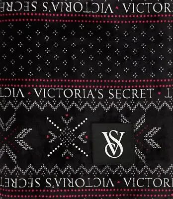 VICTORIA’S SECRET SHERPA  Blanket HOLIDAY 2023 - BLACK - NEW WITH TAGS! • $12.99