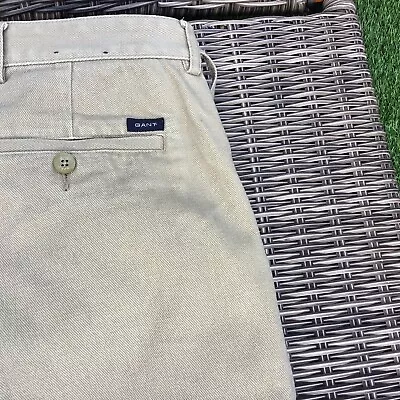 Gant Trousers Chino New Haven Camel Brown Normal Waist Regular Fit Size W36 L34 • £14.99