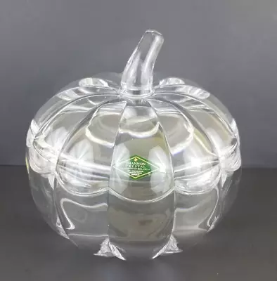 Vintage Shannon 24% Lead Crystal Pumpkin Candy Dish With Lid 7  Heavy • $29.99