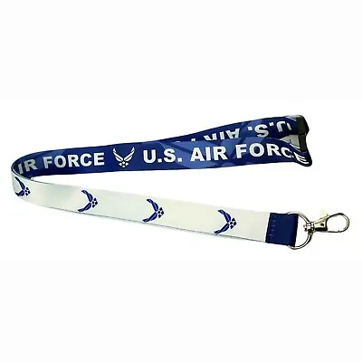 US Air Force Reversible Neck Lanyard Military ID Holder Key Ring Blue White • $7.21