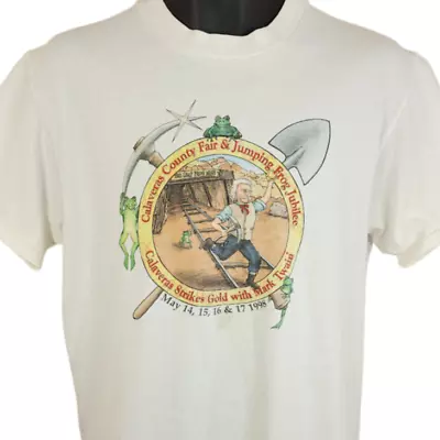 Mark Twain T Shirt Vintage 90s 1998 Calaveras County Fair Jumping Frog Medium • $41.99