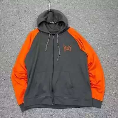 2000s 2010s Tapout Grey Bright Orange Contrast Sleeves Full Zip Hoodie MMA • $24.99