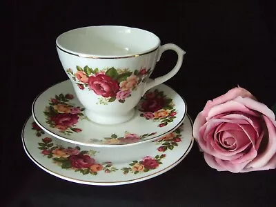 Vintage Mayfair Bone China Teacup Saucer & Plate Trio Roses Design • £4.75