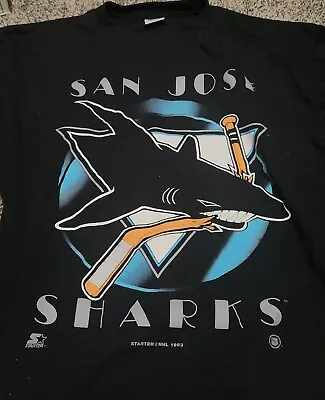 Vintage 90s San Jose Sharks NHL T Shirt Large Single Stitch Made In USA • $44.99