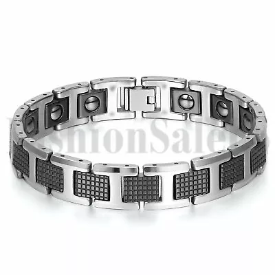 Tungsten Carbide Men's Powerful Health Magnetic Bracelet Wristband Link Chain • $21.99