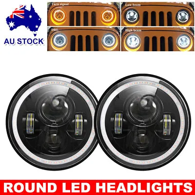 2PCS 7 Inch LED Headlights Hi/Low Beam DRL Light For GQ PATROL JK Jeep Wrangler • $43.56