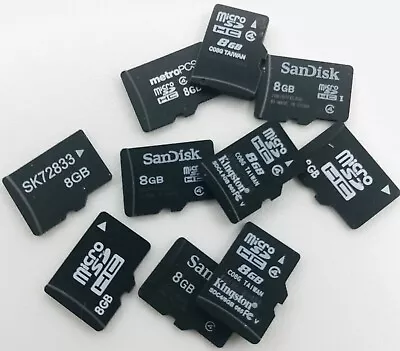 Lot Of 10 - 8GB Used Mixed Brands MICRO SD Memory Cards (M-8GB) • $28.76