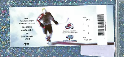 Patrick Roy Career Shutout #49 Ticket Nov 7 2000 Wild @ Colorado Avalanche • $29.99