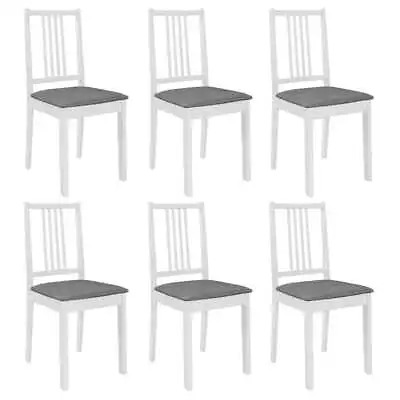 VidaXL Dining Chairs With Cushions 6 Pcs White Solid Wood SP • $668.40
