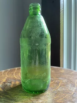 Vintage 7up The Uncola Bicentennial Liberty Bell Green Glass Bottle 1776-1976 • $6.50