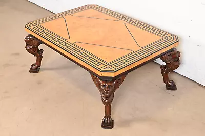 Baker Furniture Neoclassical Cocktail Table With Burl Wood Coffee Table • $4500