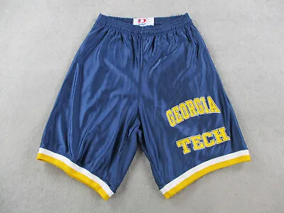 VINTAGE Georgia Tech Shorts Adult Medium Blue Yellow USA Made Dodger Basketball • $20.99