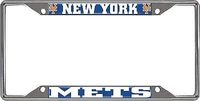 New York Mets Metal License Plate Frame Tag Cover Chrome 6x12 Inch • $19.79