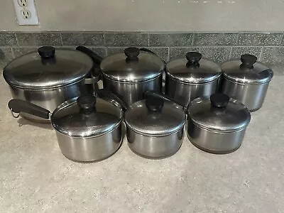 Vintage Revere Ware Copper Clad Bottom 7 Piece Set Read Description • $129.99