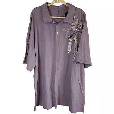 NWT J.Ferrar Mens Purple/Black Dragon Graphic Short Sleeve Polo Big & Tall Size • $18.99