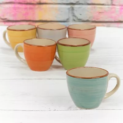 £10.99 • Buy 6 PCS Espresso Coffee Cups Set 90ml Multicoloured Stoneware Ceramic Mugs