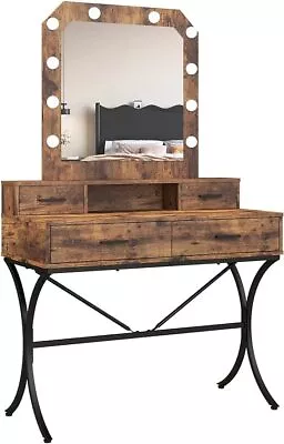 Vanity Table With Lighted Mirror Modern Makeup Vanity Table 10 Light Makeup Desk • $153.99