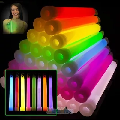 96 Ultra Bright 6  Large Glow Sticks Bulk- Emergency Light Sticks 20 Hr Duration • $68.99