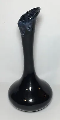 Vtg Signed Van Briggle Art Pottery Bud Vase - Black W/ Blue Drip Glaze - 7” Tall • $27.99