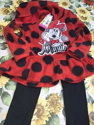 Disney Minnie Mouse Sz 4t Hoodie Sweatshirt Dress Legging  Christmas Birthday • $23.99