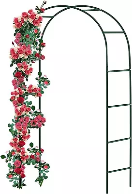 Metal Garden Arch 2.4M Heavy Duty Rose Arch Climbing Trellis Archway Decor • £10