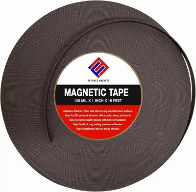 Magnetic Strip Tape Flexible Roll Adhesive Backed Magnet Strong Sticky Back 10Ft • $19.90