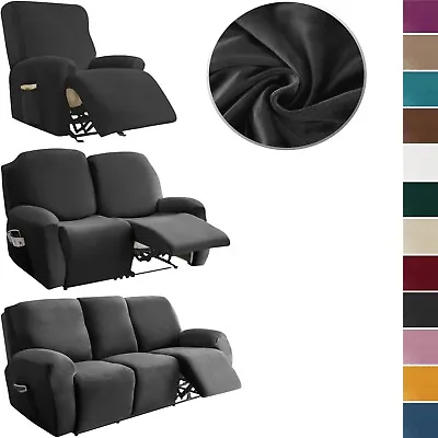 Velvet Recliner Chair Sofa Covers Full Cover 1/2/3 Seater Soft Couch Slipcover • $45.99