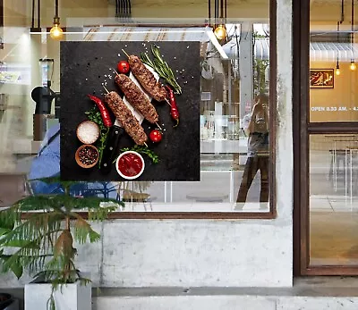 3D Grill Kebab Shop BBQ G330 Window Stickers Vinyl Wall Mural Decals Coco • $27.99